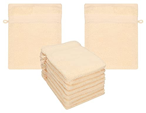 Betz Premium Lot de 10 Gants de Toilette en éponge lavettes pour Le Visage en 100% Coton Gant de Toilette pour bébé Couleur Beige