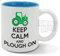 Keep Calm and Plough on, Farmer, Farming, Green Tractor, Driver, Birthday Gift idea, Blue Inside, Ceramic Mug, Cup