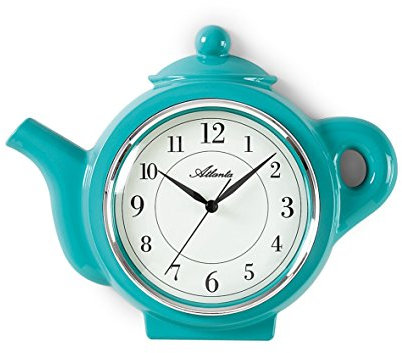 Atlanta Kitchen Wall Clock Tea Pot Green Quartz - 6125-6