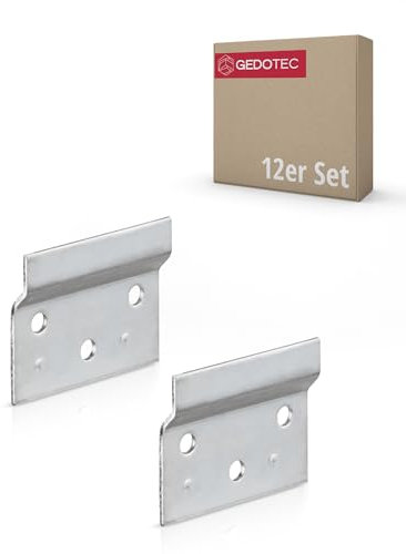 Gedotec Aufhängeschiene Metall verzinkt | 12 Stück - Wand-Befestigung für Hänge-Schränke | Länge 60 mm | Wandschiene für Schrank-Halterung | zum Schrauben für Schrankaufhänger | Trägerplatte Stahl