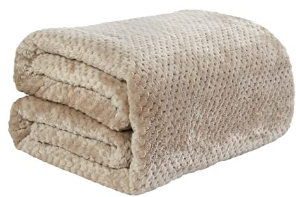 DREAMSCENE Luxus Waffel Warm berwurf ber Sofa Bett Weiche Decke 150 x 200 Naturbeige