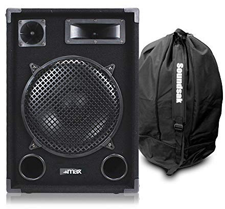 MAX SP12 12-Inch Passive DJ Speaker Set with Protective Carry Bag - 700W 3-Way Passive PA Loudspeaker System for DJs, Bands & Live Events