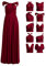 72styles Infinity Kleid mit Bandeau, wandelbares Brautjungfernkleid, lang, Übergröße, Mehrwege-Kleid, Twist-Wickelkleid, Burgunder, Einheitsgröße Mehr