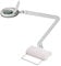 Lumeno LED Lupenleuchte 7218GR Lupenlampe mit 127 mm Echtglaslinse, Arbeitsplatzlampe, Kosmetiklampe, geeignet für Kosmetik, Bastler, Lesehilfe Vergrößerungslampe, 8 Dioptrien Grau mit Tischstativ