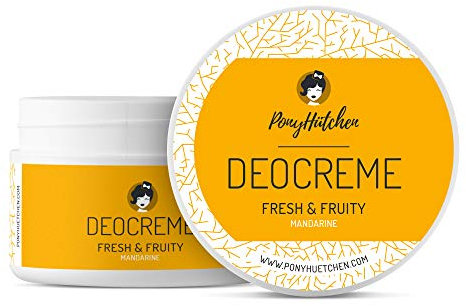 PonyHütchen - Deocreme 50 ml Fresh & Fruity - Feste Deocreme vegan, ohne Aluminiumsalze & Tierversuche - Unisex Antitranspirant Naturkosmetik handgemacht mit Bio-Zutaten - Ideal für Handgepäck