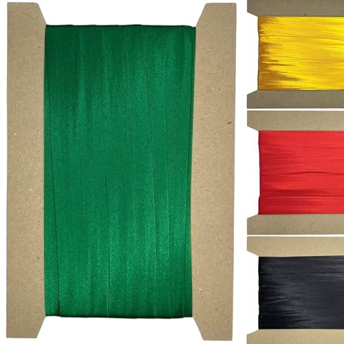 Roban Fashion 10m Satin Schrägband zum Nähen gefalzt 50mm breit Ausgefülltes grün