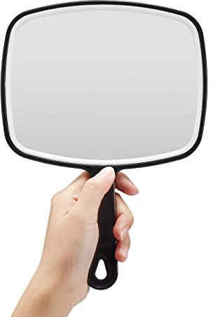 Hand Mirror, Black Handheld Plain Mirror with Handle,Square,M