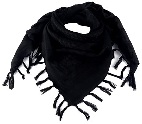 FOCUHUNTER Shemagh Schal Military Tactical Desert Keffiyeh Schal Head Neck Schal Baumwolle 43x43 Zoll Bunte arabische Schals Wrap mit Quaste für Männer & Frauen (Schwarz)