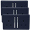 Trendi 2 Gang Artistic Modern Glossy 13 Amp Switched Plug Socket Navy (3 Pack)