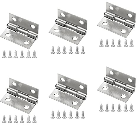 Piutouyar 6Pack Butt Hinge 1 Inch Mini 304 Stainless Steel Small Cabinet Folding Craft Hinges With Mounting Screws for Boxes Gate Drawer