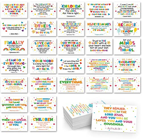 Mini-Gebetskarten, 5,1 x 8,5 cm, mit verschiedenen Bibelversen, perfekt für Kinder-Bibelstudien, tägliche Andacht für Kinder, inspirierendes, christliches Geschenk für Kinder (DLM055), 60 Stück