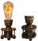 LUSTORM 1 Industrial Table Lamp Base for Bedroom, Small Bedside Desk Lamps Vintage Rustic Farmhouse Mini Lamp Gold Metal Bronze Lights for Nightstand, Reading Room (No E27 Edison Bulb)