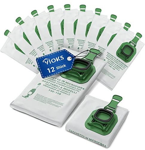 Sacchetti per aspirapolvere, 12 pezzi, 5 strati, in micropile di ricambio per Vorwerk Folletto VK 140 VK 150, sacchetti filtranti