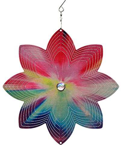 CIM Metall Windspiel – Rainbow Pearl Flower - 250mm - leichtdrehendes Windmobile mit brillanten Farben- inklusive Aufhängung – attraktive Raum- Fenster und Garten-Dekoration - Geschenkidee