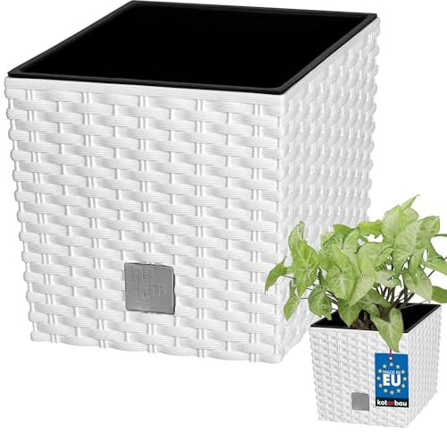 KOTARBAU® - Vaso da fiori, coprivaso con vaso interno, per coltivare le piante, 170 mm, bianco