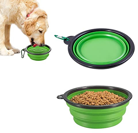 Collapsible Dog Bowl,Travel Dog Water Bowl with Upgraded Carabiner,Collapsible Travel Silicone Dog Cat Bowl,Portable Pet Food Water Bowl