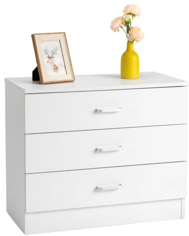 Karl home White 3 Drawer Dresser, Modern Small Chest of Drawers