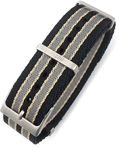 AEMALL 20 mm 21 mm Nylon Nato WatchBand Special For Omega Watch Seamaster 007 Commander James Bond Soft Canvas Fabric Strap (Farbe: 007 black yellow, Größe: 21mm)