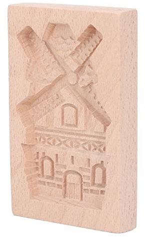 Wooden Cookie Mould, Cute Shape Smooth Surface Easy to Clean Beechwood Biscuit Mould Reusable for Cooking (Windmill)