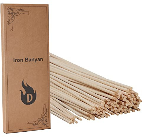 Iron Banyan Reed Diffuser Sticks 100 Stück, 25 cm natürliche Rattan Holz Sticks, Reed Sticks, ätherisches Öl Aroma Diffuser Ersatz Sticks für Aroma Duft (25, Primärfarbe)