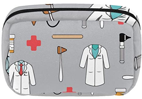 Große Kosmetiktasche, Kosmetiktasche, Reise Make up Tasche, Kosmetik Reisetaschen, tragbare Kulturtasche, geräumige Kosmetiktasche für Frauen und Mädchen,Cartoon Doktor Muster