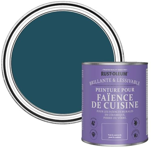 Rust-Oleum Blue Water-Resistant Kitchen Tile Paint in Gloss Finish - Commodore Blue 750ml