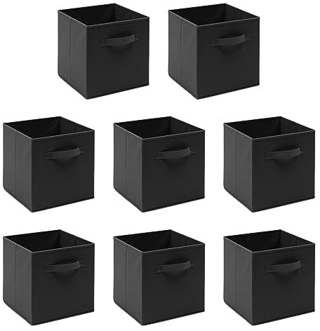 nozama Foldable Storage Cubes Set of 8 - Fabric Cube Boxes Household Cube Storage Box for Home Closet, 8 Pack Cloth Storage Bin with Dual Handles for Home Closet Drawers Organizer