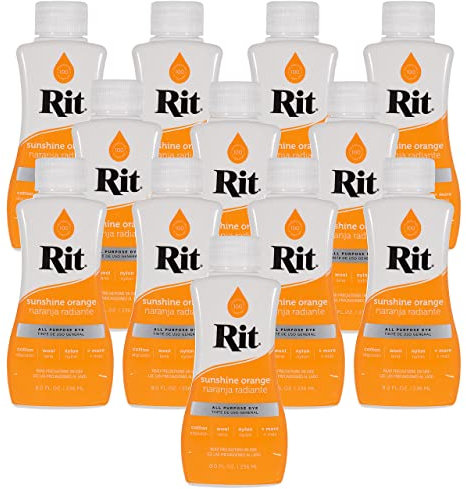 Rit Dye - Tinte líquido para telas de 8 onzas para ropa, decoración y manualidades, color naranja sol (paquete de 12)
