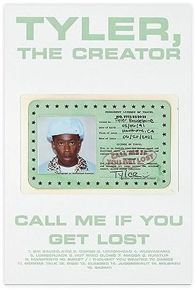 BSapp Tyler, The Creator Poster Call Me If You Get Lost Albumcover Poster 2 Leinwand Poster Schlafzimmer Dekor Sport Landschaft Büro Zimmer Dekor Geschenk 30 x 45 cm