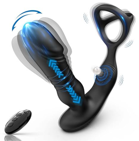 Vibratoreper Uomo Plug Analesex con Anello per Pene, Vibratore Anale Sex Toys Anello Vibrante per il Pene Dildo Realistico 10 Modalità di Vibrazione, 3 IN 1 Plug Anale da Uomo Prostata Sextoysdonna