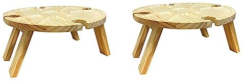 Qezodsx Wooden Folding Picnic Table with Wine Glass Holder - Portable 2 in 1 Wine Glass Rack & Compartmental Dish Small