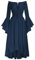 SCARLET DARKNESS Damen Viktorianisches Rockabilly Kleid Off Shoulder Lace-Up Rokoko Fairy Dress Dunkelblau XXL