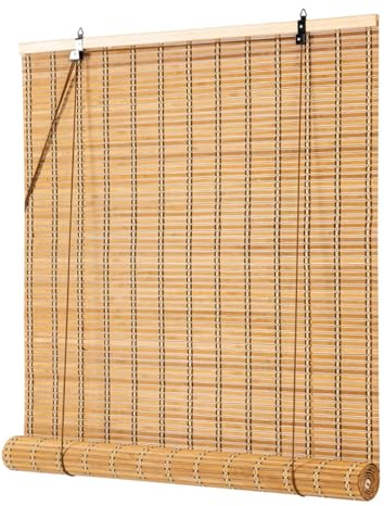limiao123 Bambusrollo Breit Bambus Raffrollo Innen/außen-bambusrollo Jalousien aus Holz Natürliche für Balkon/Terrasse/Garten Sonnenschutz Sichtschutz Rollo,Einfache Montage (110x140cm(43x55in))