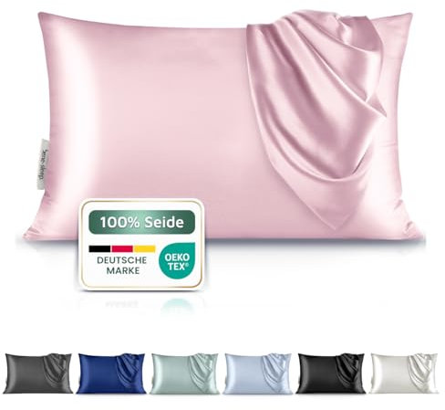 bene-sleep® Premium Seidenkissenbezug – 100 % Maulbeerseide 22 Momme | Oeko-TEX Zertifiziert* | Anti-Frizz & Faltenreduzierung | Kühlend, hypoallergen, hautfreundlich & luxuriös (Rosa, 40x80 cm)