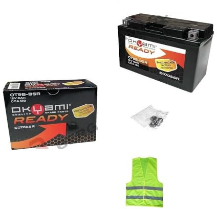 CLICK & GO COMPATIBILE CON YAMAHA XP T-Max 500 per anno 2001 al 2003 BATTERIA YT9B-BS OKYAMI OT9B-BSR FORNITA CARICA E PRONTA ALL'USO CCA 120 BATTERIE ATTIVE 8 AMPERE 12 VOLT 150X70X105MM