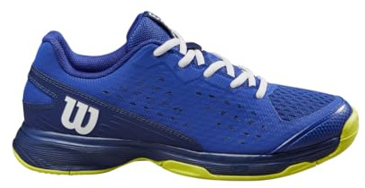Wilson Rush Pro Jr L Tennis Shoe, Juniors, Size 28, Blue/Blue Print/Safety Yellow
