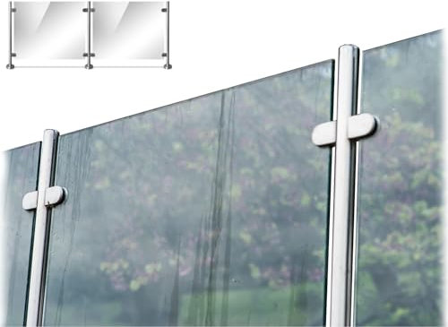Colour2Glass Glass Balustrade Panels & Post System, 10mm Thick Toughened Glass and 316 Grade Stainless Steel Glass Balustrade Posts with Glass Clamps and Rubbers - 800 x 1000mm