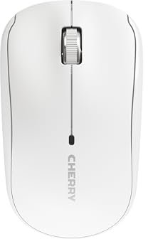 CHERRY MW 2200, Kabellose Laptop-Maus, 2,4 GHz Funk, Beidhändig Bedienbar, 1300 dpi, Verchromtes Scrollrad, inkl. Transporttasche, Batteriebetrieben, Weiß