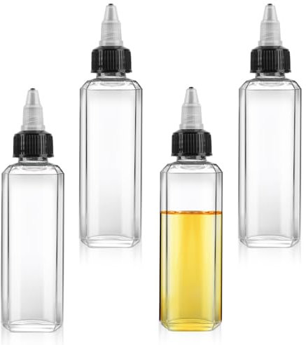 4 Piezas Biberon Cocina, Biberones Cocina Aceiteras para Cocina, Squeeze Bottles, Botellas de Plástico, Dispensador de Aceite de Plástico de 100 ml Botella de Salsa para Condimentos Vinagre