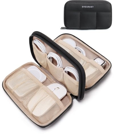 BAGSMART Étui de voyage pour appareils électroniques, chargeurs, téléphones, noir