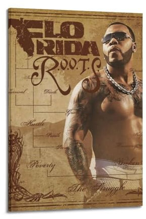WEHWEGB Flo Rida Poster, Wandkunst, Raum, Vintage-Poster, dekoratives Gemälde für Schlafzimmer, Wohnzimmer, ästhetisches, elegantes Poster, 20 x 30 cm, Rahmenstil