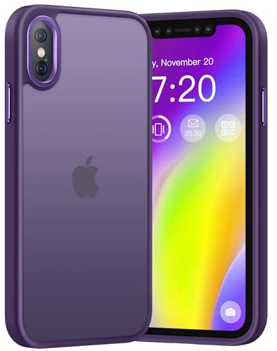 PuyaTeya Upgrade für iPhone X/XS Hülle, [Militärschutz] Stoßfest Schutzhülle Samtige Touch Matt Anti-Kratzen Anti-Glatte Anti Fingerabdruck Handyhülle für iPhone X/XS(Dunkelviolett)