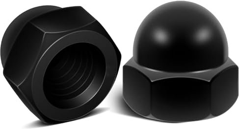 ORTAVA 10 Stück Hutmuttern M10 Edelstahl, Kappenmuttern DIN1587 Hohe Form Edelstahl A2 V2A Sechskant Hutmuttern für Schrauben Gewindestangen & Gewindebolzen (Schwarz)