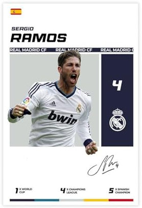 ocvdfss Sergio Ramos Leinwand-Poster, Schlafzimmer, Dekoration, Landschaft, Büro, Raumdekoration, Geschenk, 60 x 90 cm