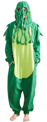 Focupaja Unisex Mysteriöse Tiere Pyjamas Erwachsene Jumpsuits Grün Karneval Kostüm Halloween Party Onesie Frauen Männer XL