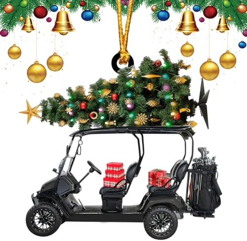 Weihnachts-Golfwagen-Dekorationen,Golfwagen-Weihnachtsschmuck - 2D-Acryl-Weihnachtsanhänger,Golf-Ornamente, Weihnachtsornamente, Anhänger für Golf-Themenpartys, Dekoration