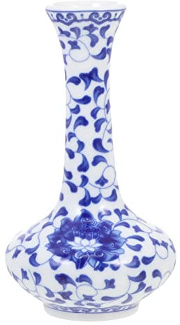 Cabilock Vase Porcelaine Bleu Et Blanc Style Chinois Ancien Décoratif pour Salon Et Centre De Table Céramique Résistante Et Artisanale Vase Tige Unique pour Plantes Et Fleurs