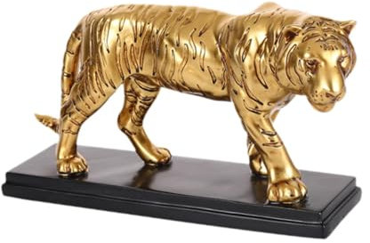 FytStycale Leoparden-Skulptur, Kunstharz, handgefertigt, dekoratives Leoparden-Ornament für Schlafzimmer, Gold