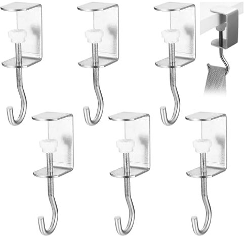 wugongshan 6 unidades de soportes para bolsos de mesa, ganchos ajustables para bolsas de mesa, ganchos de mesa portátiles para bolsos de oficina, mochila, escritorio, auriculares, colgador