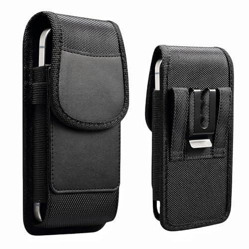 Baiyian Vertical Oxford Funda Movil Cinturón, Funda para Teléfono Móvil Compatible con für iPhone 16 Pro 11 8 Plus Galaxy S20 S21 fe A54 - Negro